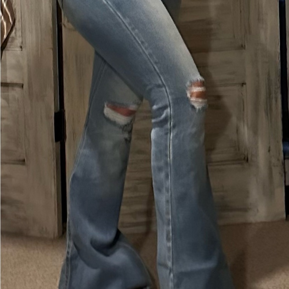 Cello Blue Flare Wide Leg Jeans Retro Style